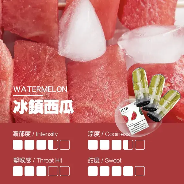 ILIA煙彈-瓷芯霧化彈-冰鎮西瓜口感webp - ILIA 拓撲蒸汽台灣官方專賣|電子煙主機・煙彈・一次性霧化器
