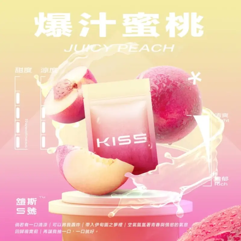 KISS-鎧斯5號一代煙彈-爆汁蜜桃webp - ILIA 拓撲蒸汽台灣官方專賣|電子煙主機・煙彈・一次性霧化器